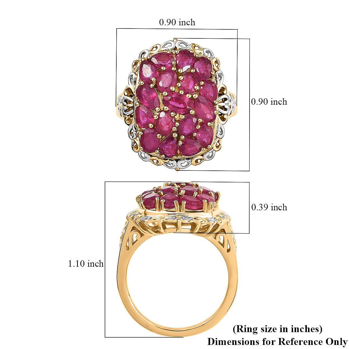 EverTrue Niassa Ruby (FF) 4.25 ctw Ring in 18K YG Plated and Platinum Bond (Size 10.0) image number 5