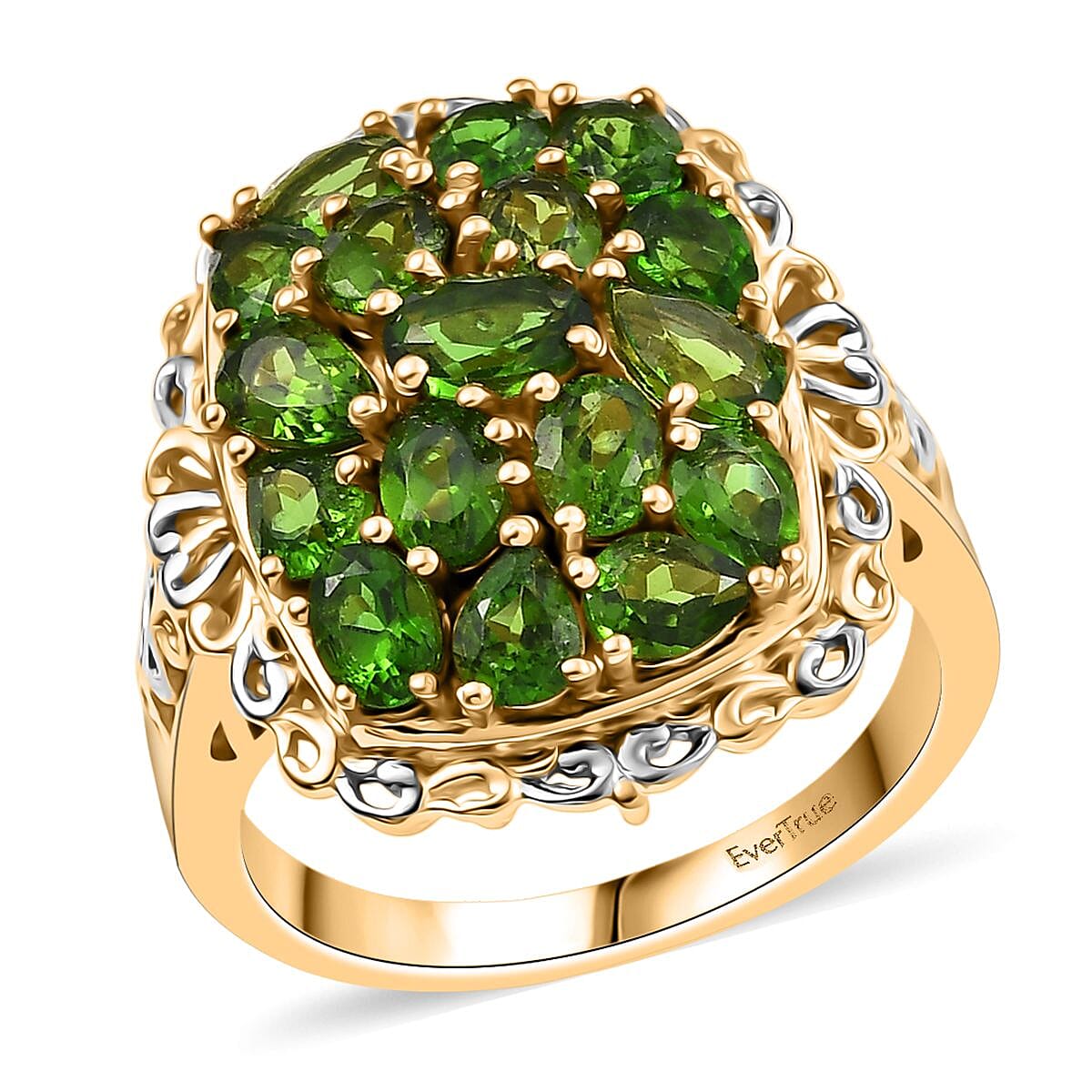 EverTrue Chrome Diopside 3.25 ctw Ring in 18K YG Plated and Platinum Bond (Size 10.0) image number 0