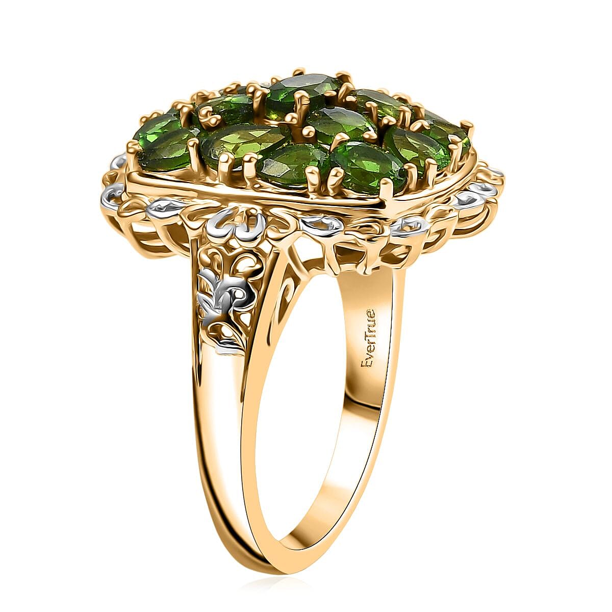 EverTrue Chrome Diopside 3.25 ctw Ring in 18K YG Plated and Platinum Bond (Size 10.0) image number 3