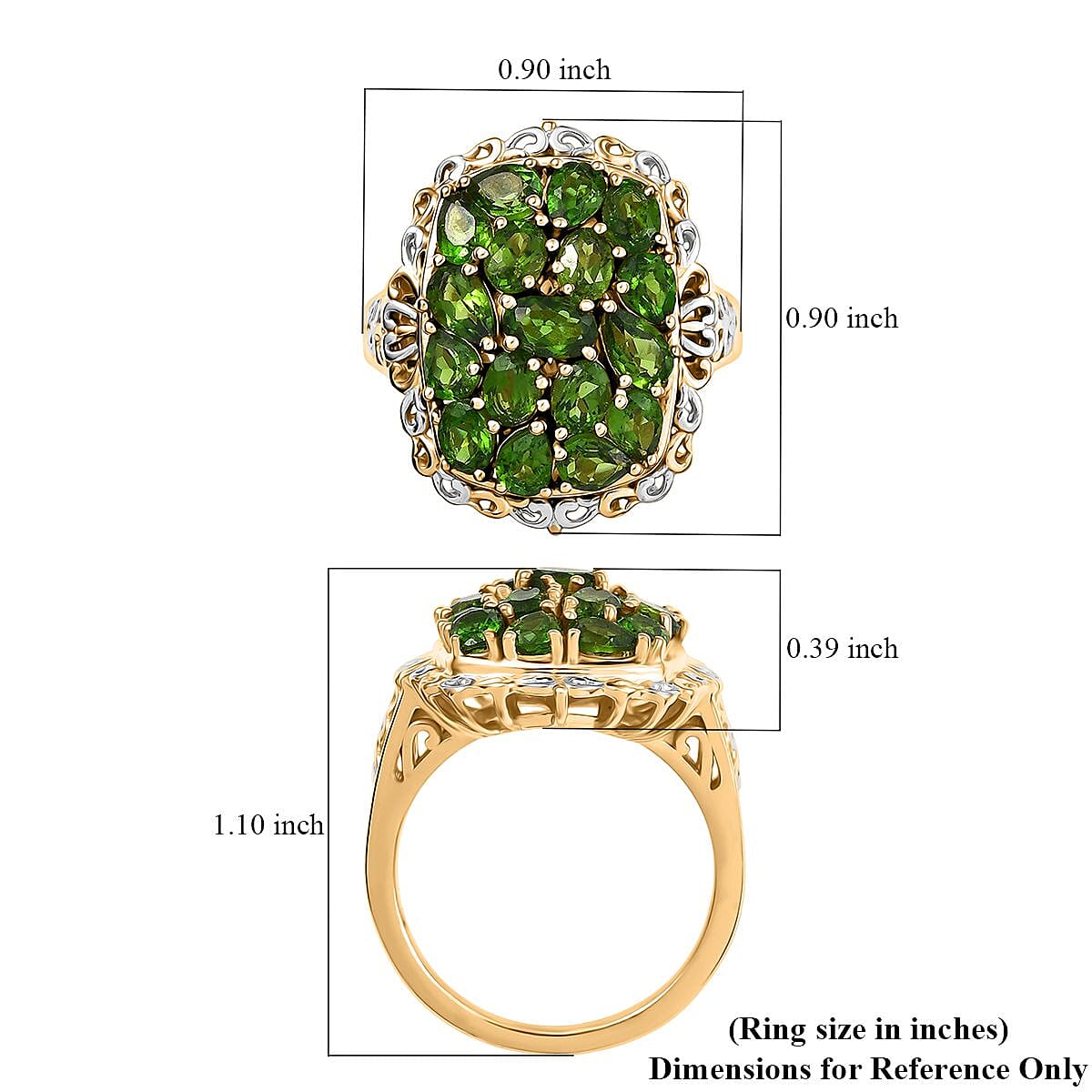EverTrue Chrome Diopside 3.25 ctw Ring in 18K YG Plated and Platinum Bond (Size 10.0) image number 5