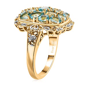EverTrue Betroka Blue Apatite Floral Cluster Ring in 18K YG Plated and Platinum Bond 3.30 ctw (Size 10.0)