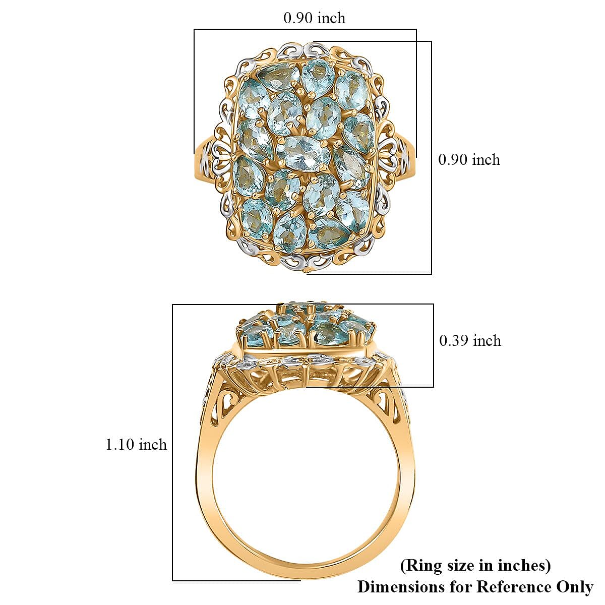 EverTrue Betroka Blue Apatite 3.30 ctw Ring in 18K YG Plated and Platinum Bond (Size 7.0) image number 5