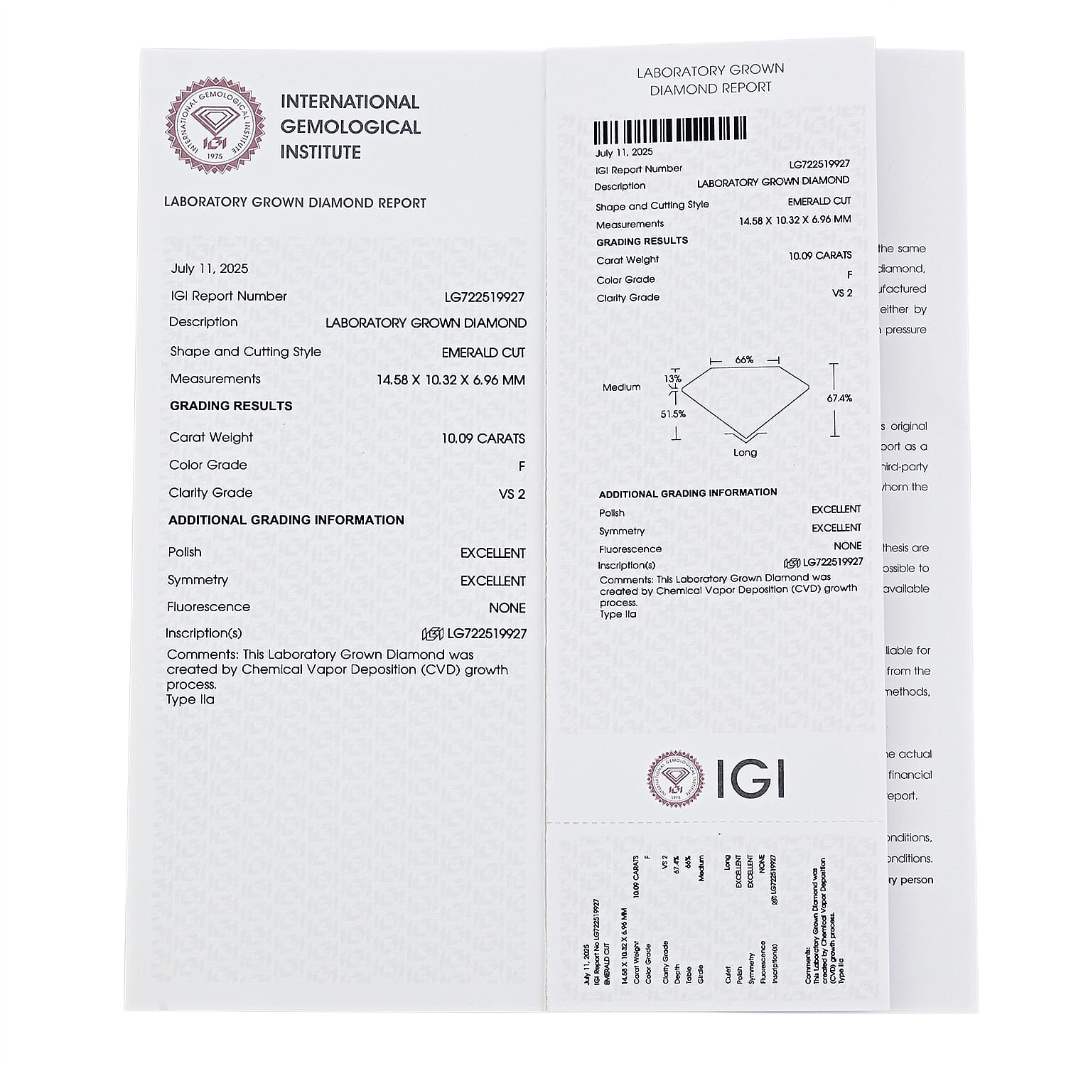 IGI Certified Luxuriant Lab Grown Diamond (Emerald) (E-F, VS) 10.03 ctw