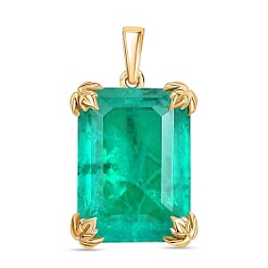 D'Joy Emeraldine Triplet Quartz 17.61 ctw Pendant in 18K Vermeil Yellow Gold Over Sterling Silver