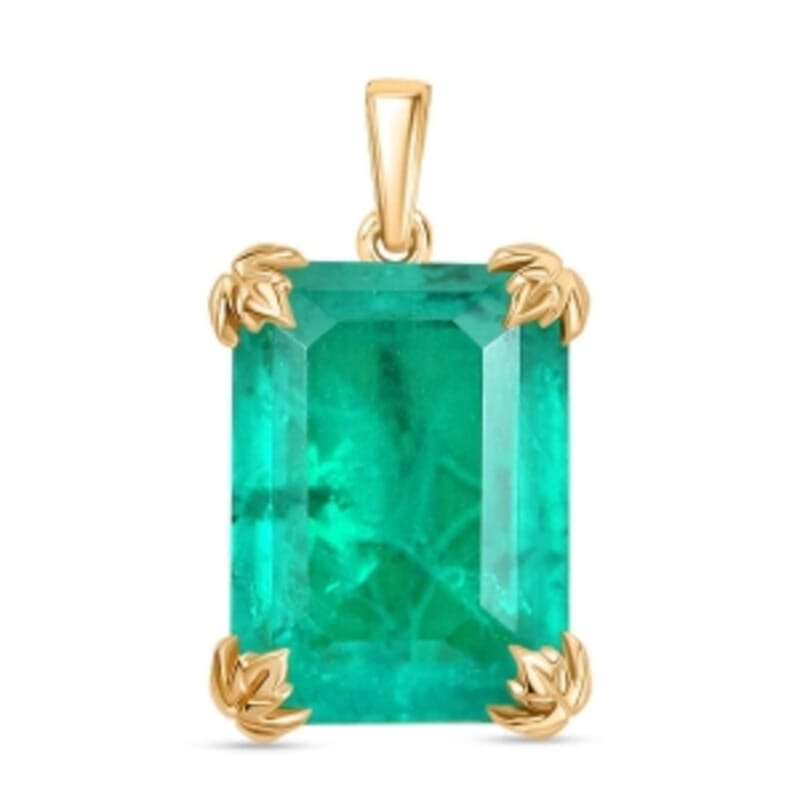 D'Joy Emeraldine Triplet Quartz 17.61 ctw Pendant in 18K Vermeil Yellow Gold Over Sterling Silver