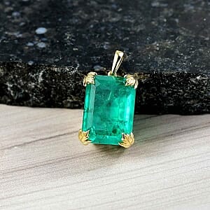 D'Joy Emeraldine Triplet Quartz 17.61 ctw Pendant in 18K Vermeil Yellow Gold Over Sterling Silver