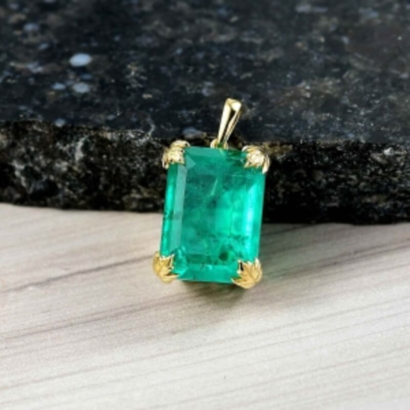 D'Joy Emeraldine Triplet Quartz 17.61 ctw Pendant in 18K Vermeil Yellow Gold Over Sterling Silver