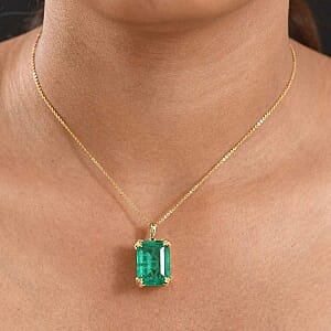 D'Joy Emeraldine Triplet Quartz 17.61 ctw Pendant in 18K Vermeil Yellow Gold Over Sterling Silver