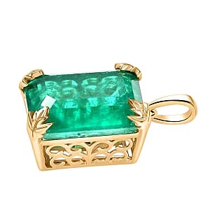 D'Joy Emeraldine Triplet Quartz 17.61 ctw Pendant in 18K Vermeil Yellow Gold Over Sterling Silver