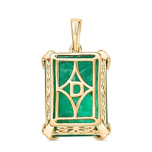 D'Joy Emeraldine Triplet Quartz 17.61 ctw Pendant in 18K Vermeil Yellow Gold Over Sterling Silver