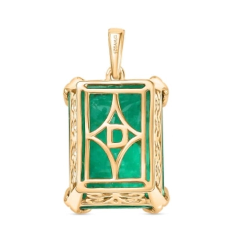 D'Joy Emeraldine Triplet Quartz 17.61 ctw Pendant in 18K Vermeil Yellow Gold Over Sterling Silver