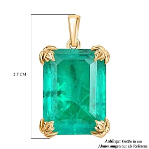 D'Joy Emeraldine Triplet Quartz 17.61 ctw Pendant in 18K Vermeil Yellow Gold Over Sterling Silver