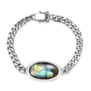 EverTrue Malagasy Labradorite 34.00 ctw Bracelet in Platinum Bond (8.50 In)