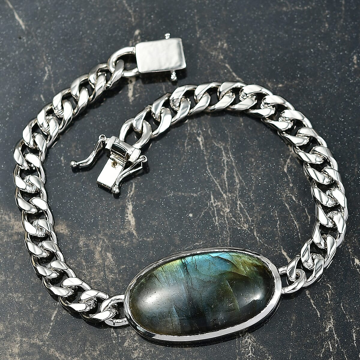 EverTrue Malagasy Labradorite 34.00 ctw Bracelet in Platinum Bond (8.50 In) image number 1