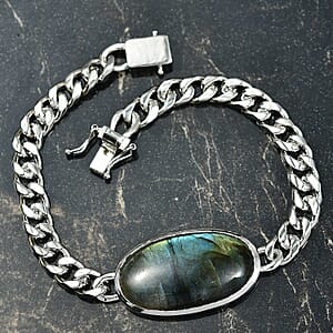 EverTrue Malagasy Labradorite 34.00 ctw Bracelet in Platinum Bond (8.50 In)
