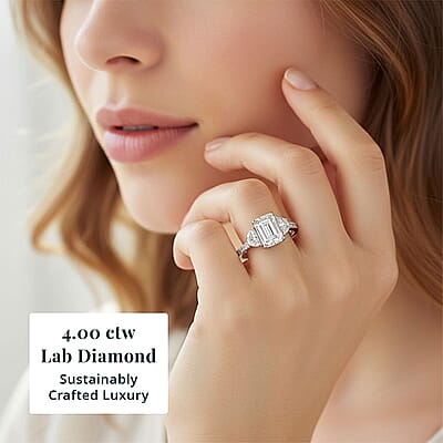 IGI Certified Luxuriant Lab Grown Diamond (E-F, VS) Ring in 950 Platinum 4.00 ctw (Size 10.0)