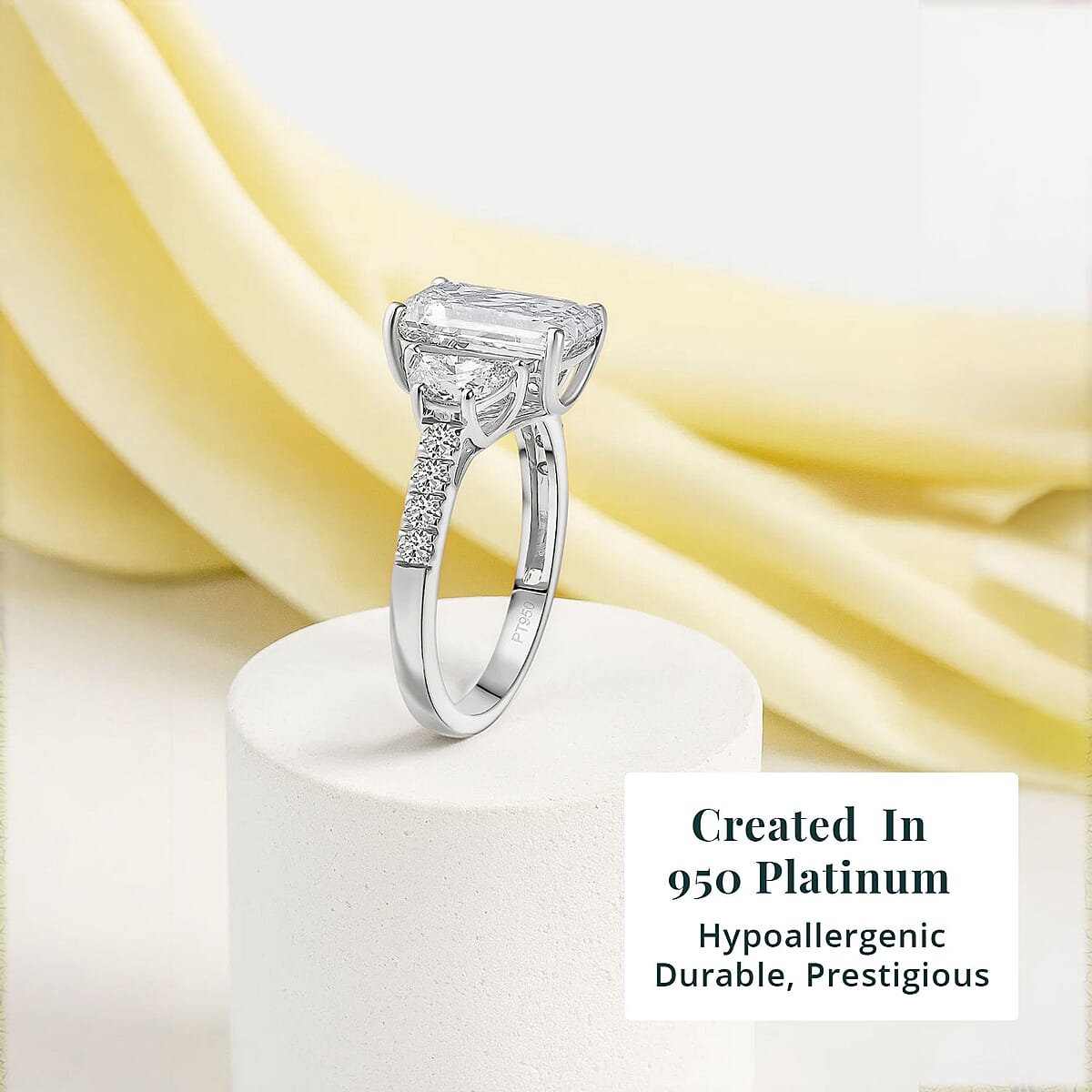 Doorbuster IGI Certified Luxuriant Lab Grown Diamond E-F VS 4.00 ctw Radiant Elegance Ring in 950 Platinum (Size 10.0) image number 2