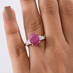 Luxoro AAA Royal Ruby and G-H I2 Diamond 5.75 ctw Art Deco Ring in 10K Yellow Gold (Size 8.0) (Del. in 10-12 Days)