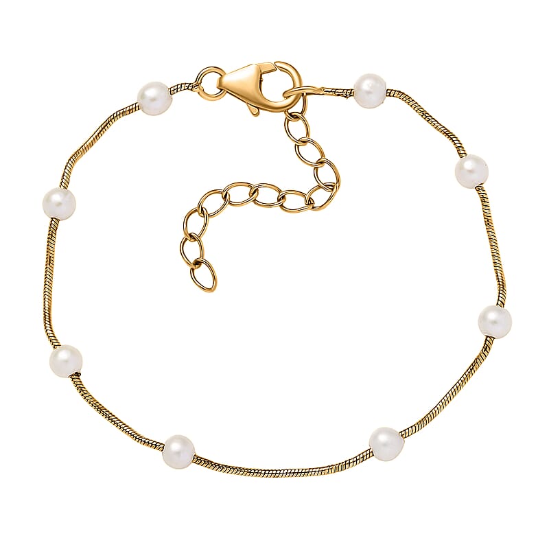 D'Joy Pearl Bracelet in 18K Vermeil Yellow Gold Over Sterling Silver (6.50 In)