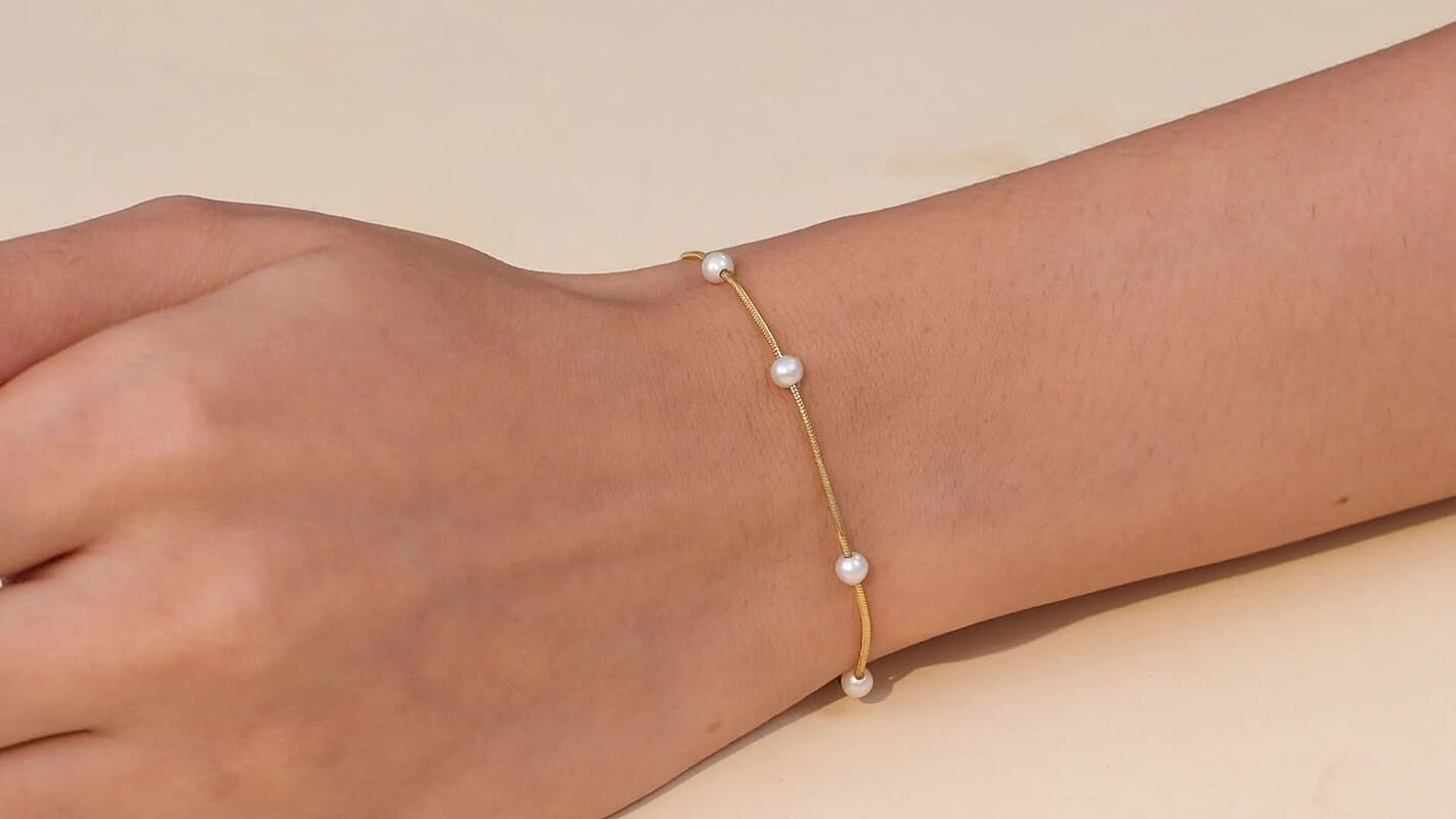 D'Joy Pearl Bracelet in 18K Vermeil Yellow Gold Over Sterling Silver (6.50 In)
