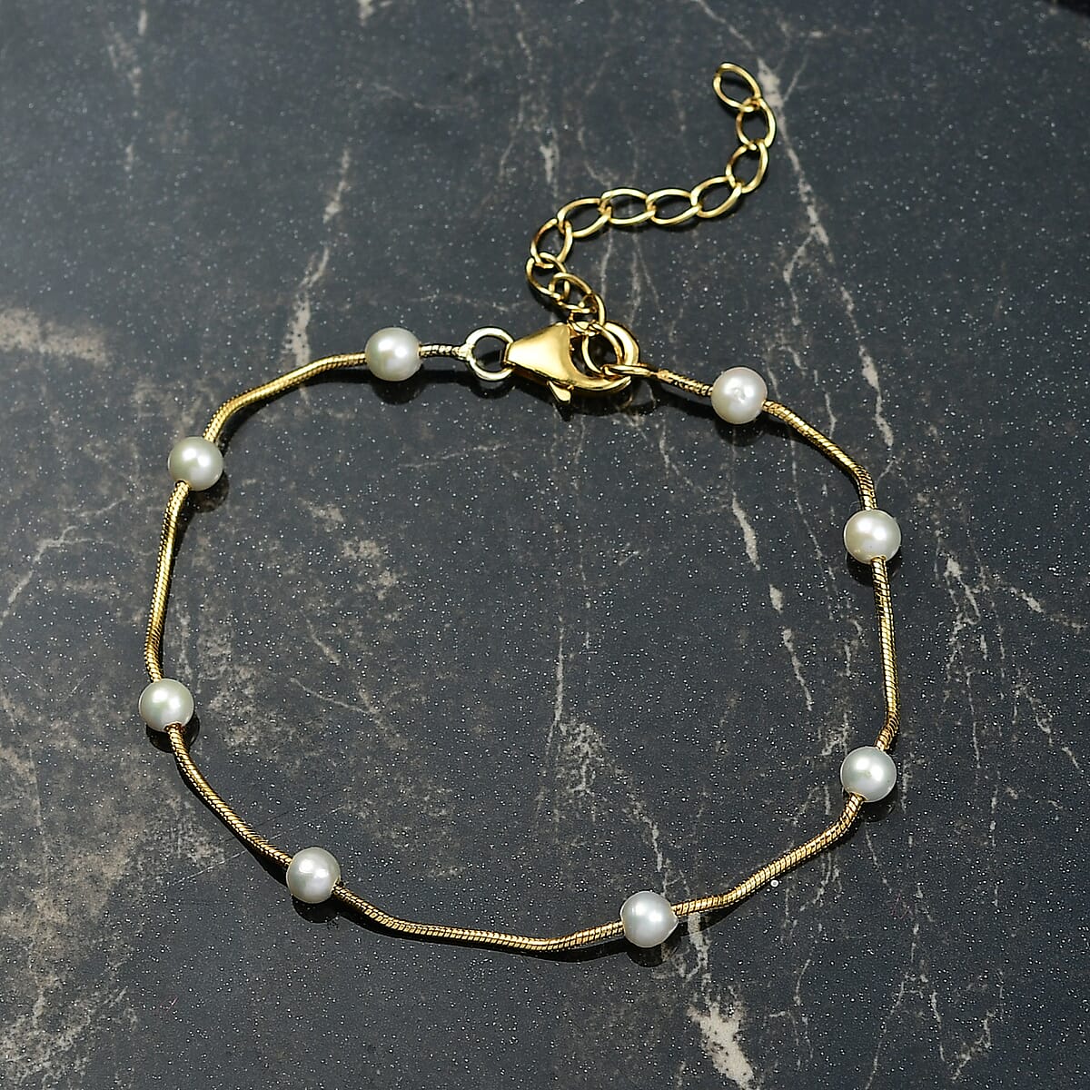 D'Joy Pearl Bracelet in 18K Vermeil Yellow Gold Over Sterling Silver (6.50 In) image number 1