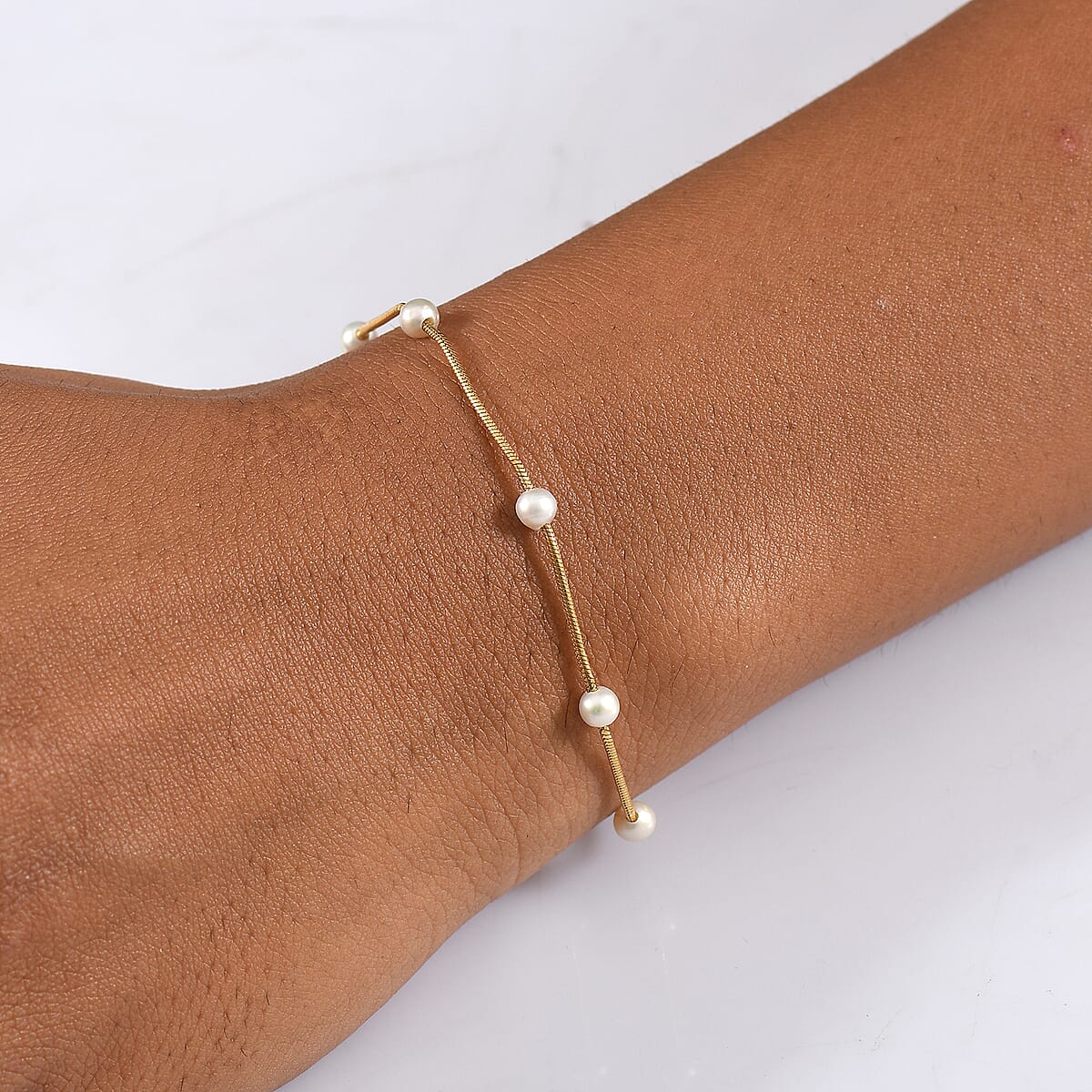 D'Joy Pearl Bracelet in 18K Vermeil Yellow Gold Over Sterling Silver (6.50 In) image number 2