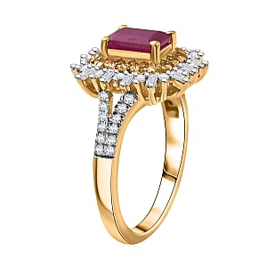 D'Joy AAA Royal Ruby, Yellow Sapphire and Diamond 1.50 ctw Ring in 18K Vermeil Yellow Gold Over Sterling Silver (Size 7.0)