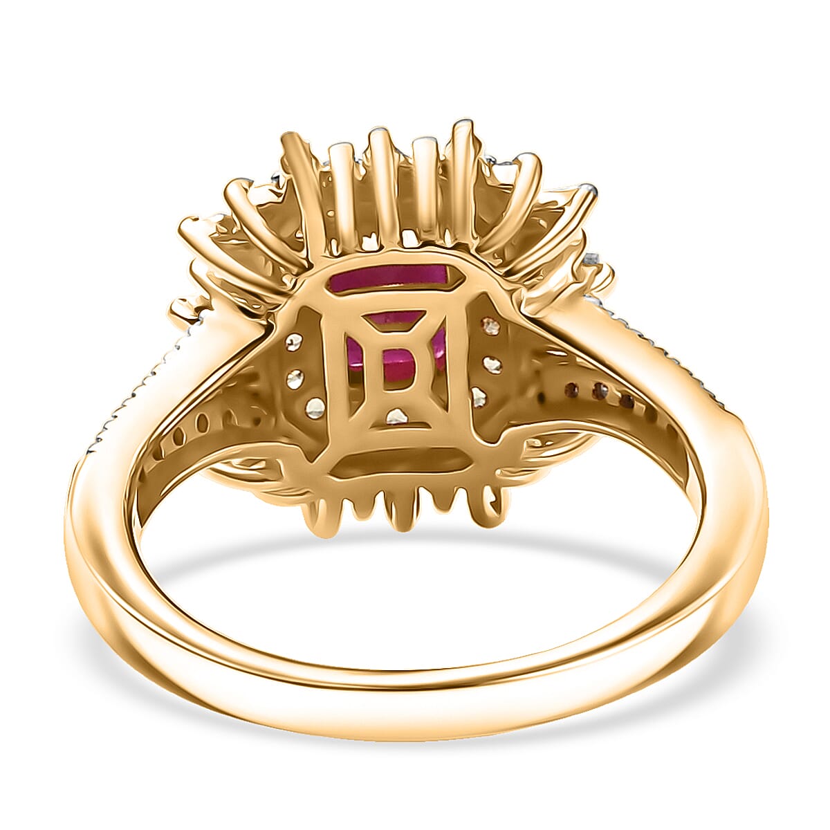 D'Joy AAA Royal Ruby, Yellow Sapphire and Diamond 1.85 ctw Ring in 18K Vermeil Yellow Gold Over Sterling Silver (Size 9.0) image number 4