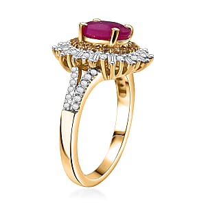 D'Joy AAA Royal Ruby, Yellow Sapphire and Diamond 2.50 ctw Ring in 18K Vermeil Yellow Gold Over Sterling Silver (Size 9.0)