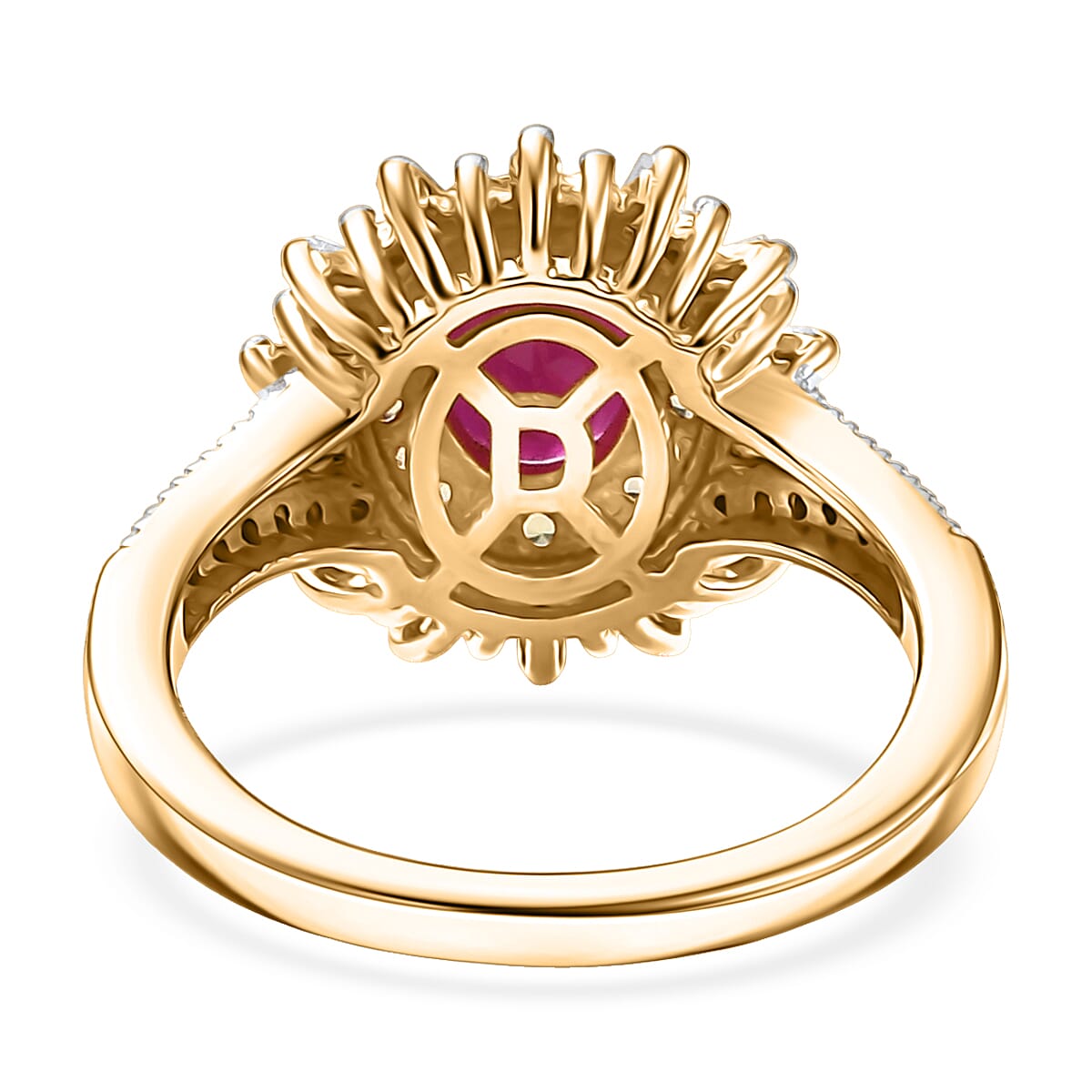 D'Joy AAA Royal Ruby, Yellow Sapphire and Diamond 2.50 ctw Ring in 18K Vermeil Yellow Gold Over Sterling Silver (Size 9.0) image number 4