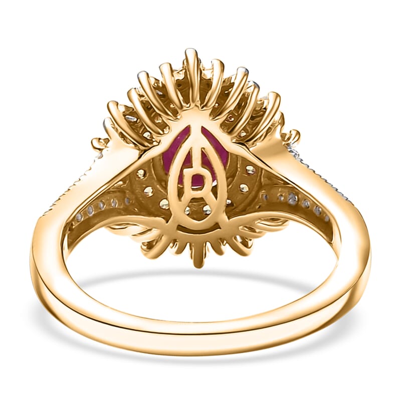 D'Joy AAA Royal Ruby, Yellow Sapphire and Diamond 1.90 ctw Ring in 18K Vermeil Yellow Gold Over Sterling Silver (Size 7.0)