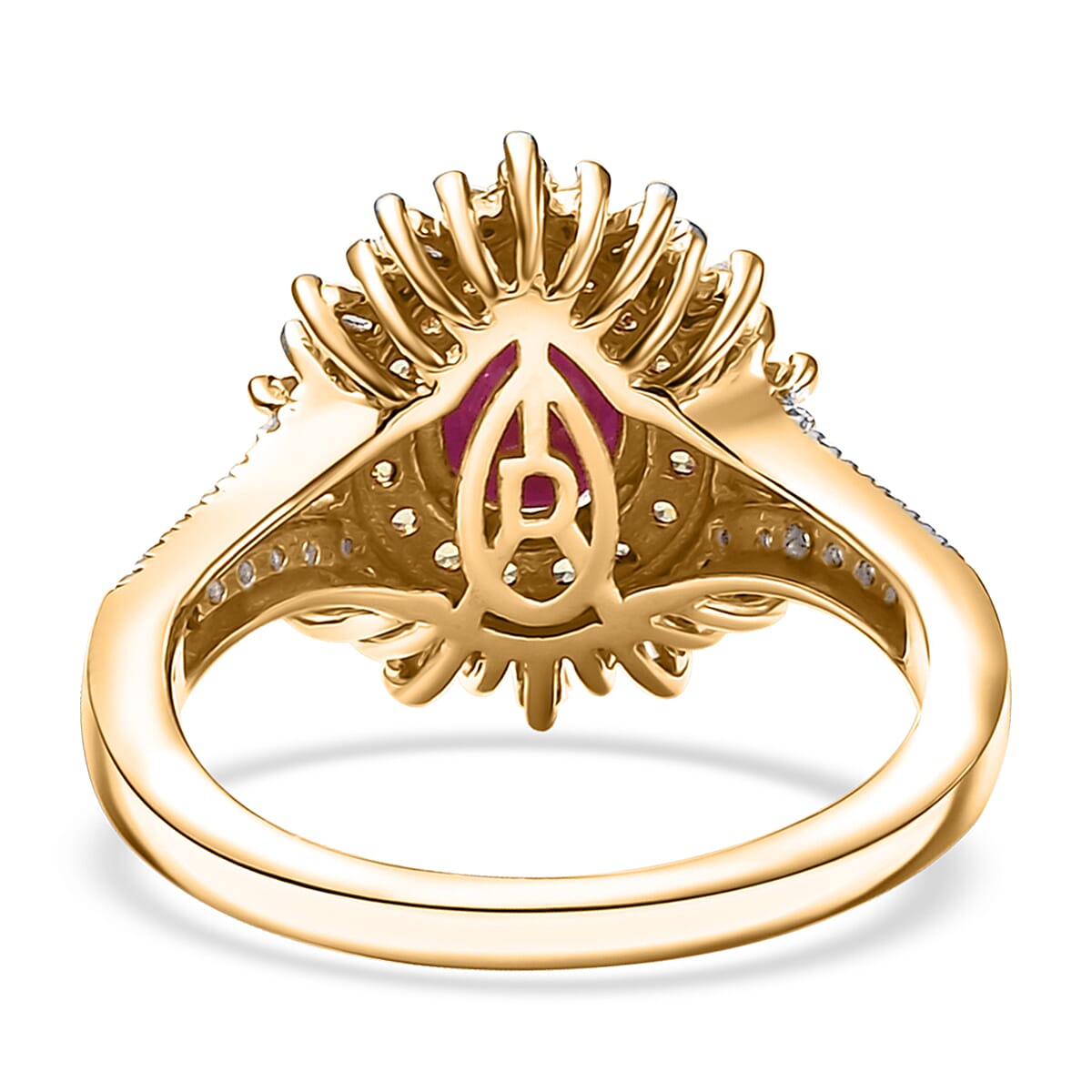 D'Joy AAA Royal Ruby, Yellow Sapphire and Diamond 1.90 ctw Ring in 18K Vermeil Yellow Gold Over Sterling Silver (Size 8.0) image number 4