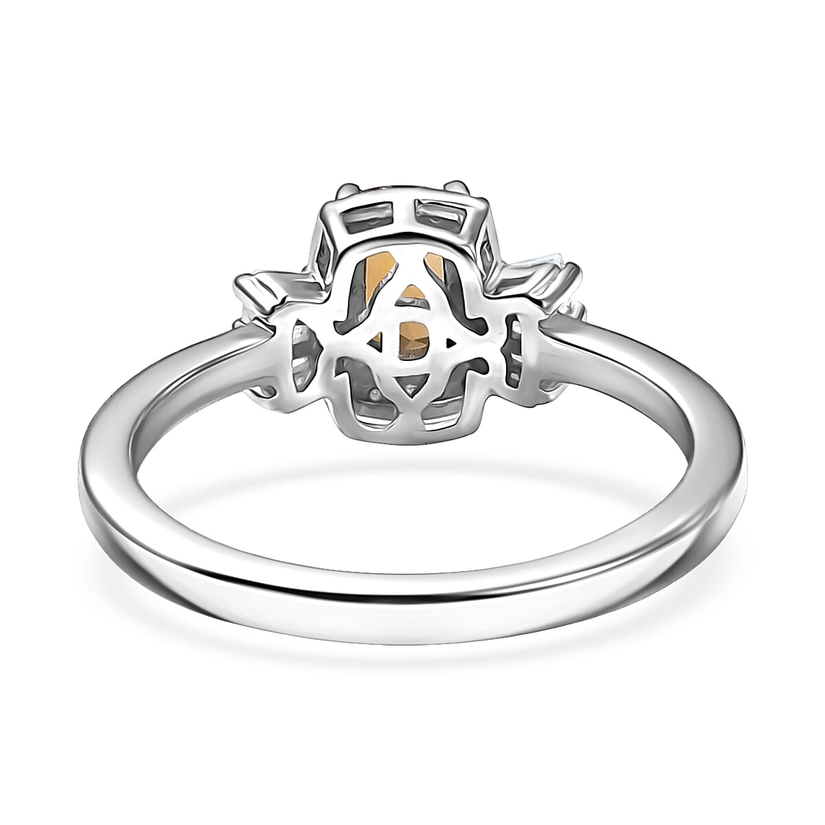 D'Joy Golden Turkizite and Moissanite 0.85 ctw Ring in Rhodium Over Sterling Silver (Size 6.0) image number 4