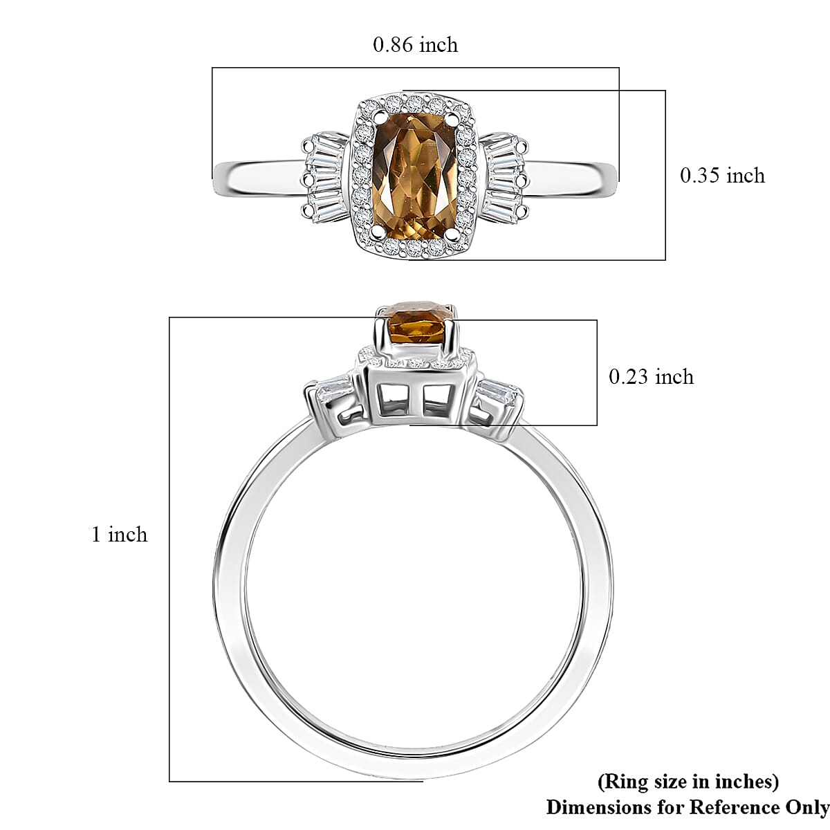 D'Joy Golden Turkizite and Moissanite 0.85 ctw Ring in Rhodium Over Sterling Silver (Size 6.0) image number 5