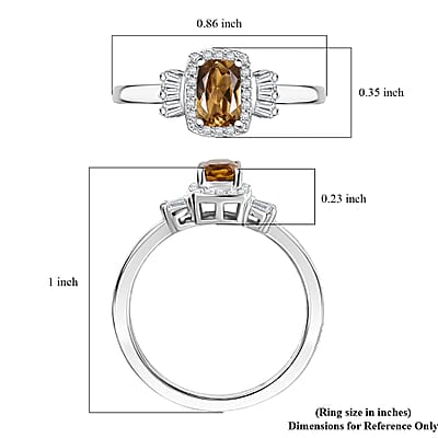 D'Joy Golden Turkizite and Moissanite 0.85 ctw Ring in Rhodium Over Sterling Silver (Size 6.0)