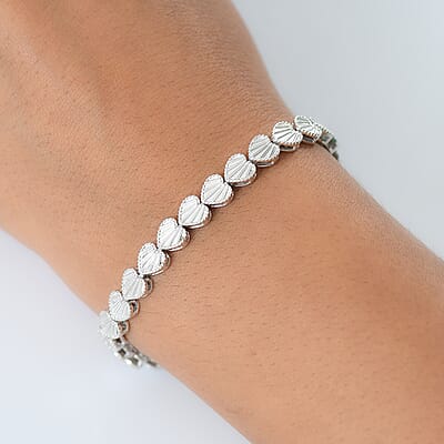 D'Joy Sea Shell Bracelet in Rhodium Over Sterling Silver (7.25 In) 13.50 Grams