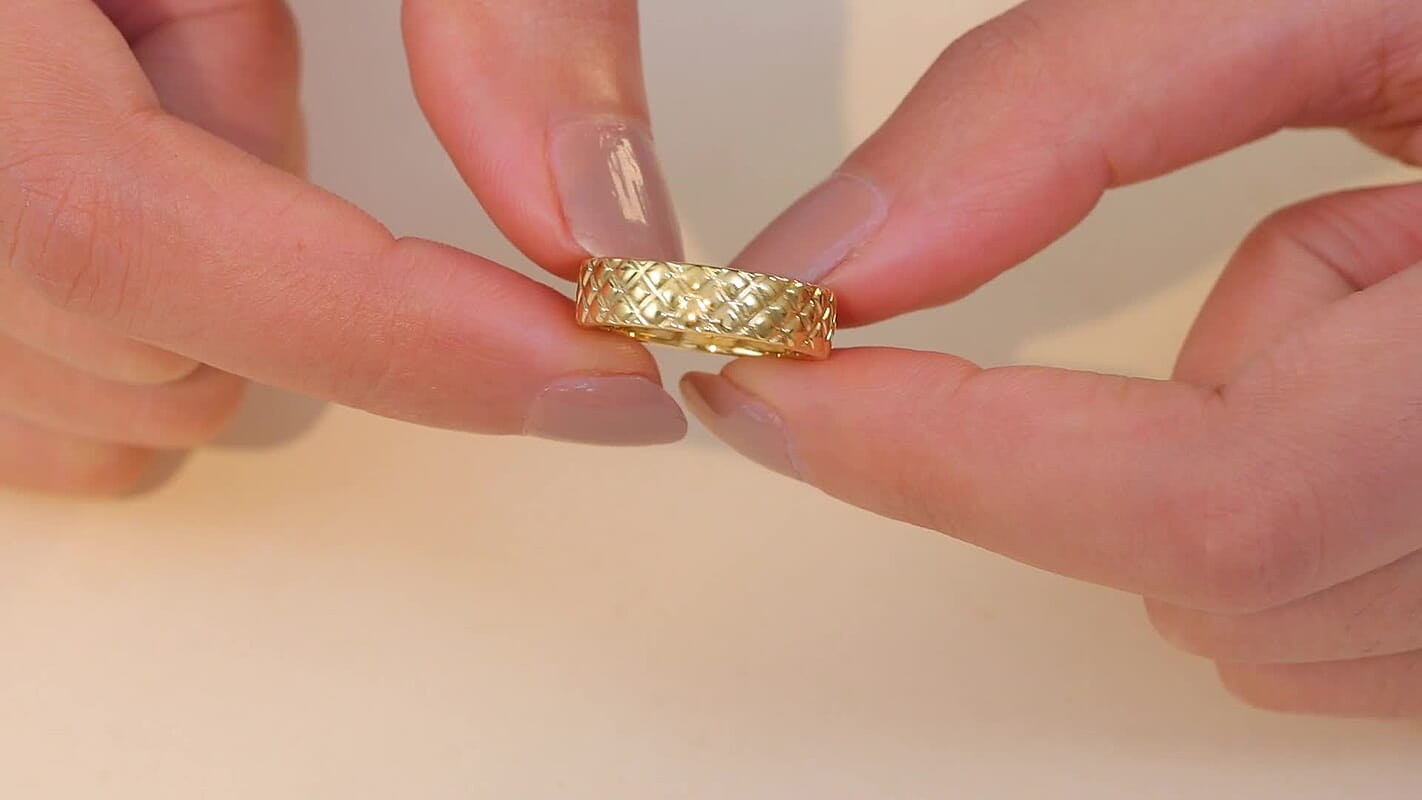 D'Joy 18K Vermeil YG Over Sterling Silver Diamond-Cut Band Ring (Size 10.0) (3.85 g)