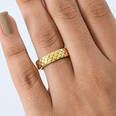 D'Joy Dimas Textured Ring in 18K Vermeil Yellow Gold Over Sterling Silver (Size 10.0) 3.85 Grams