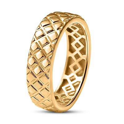 D'Joy Dimas Textured Ring in 18K Vermeil Yellow Gold Over Sterling Silver (Size 10.0) 3.85 Grams