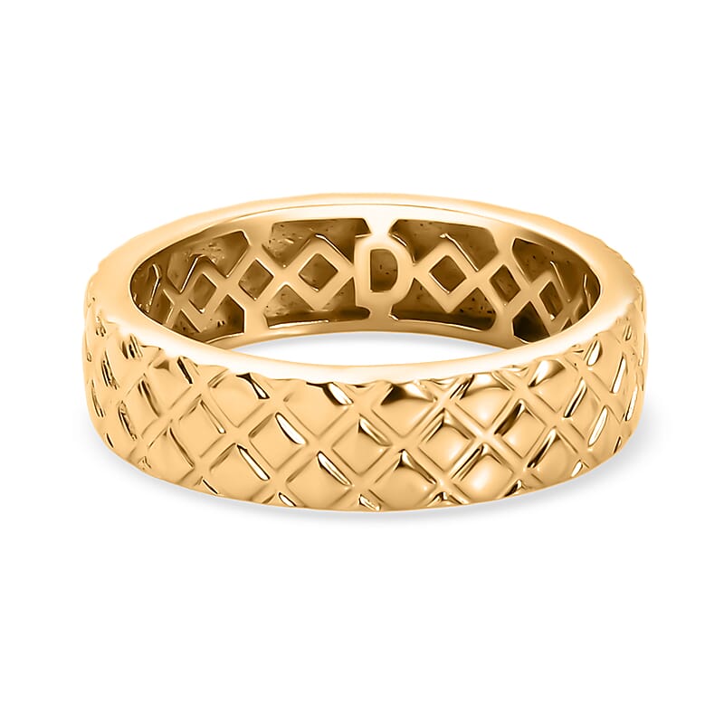 D'Joy Dimas Textured Ring in 18K Vermeil Yellow Gold Over Sterling Silver (Size 10.0) 3.85 Grams