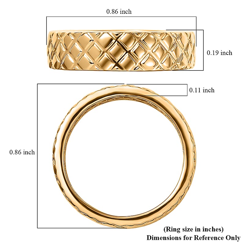 D'Joy Dimas Textured Ring in 18K Vermeil Yellow Gold Over Sterling Silver (Size 10.0) 3.85 Grams