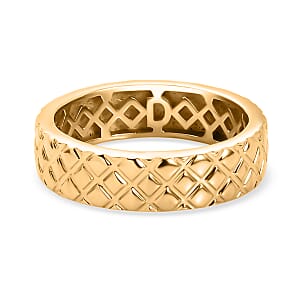 D'Joy Dimas Textured Ring in 18K Vermeil Yellow Gold Over Sterling Silver (Size 9.0) 3.85 Grams 