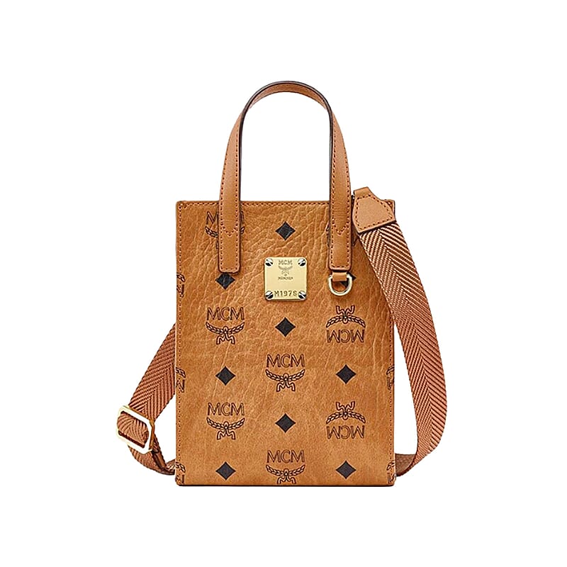 Closeout MCM Cognac Genuine Leather Mini Tote Bag (Ships in 8-10 Business Days)