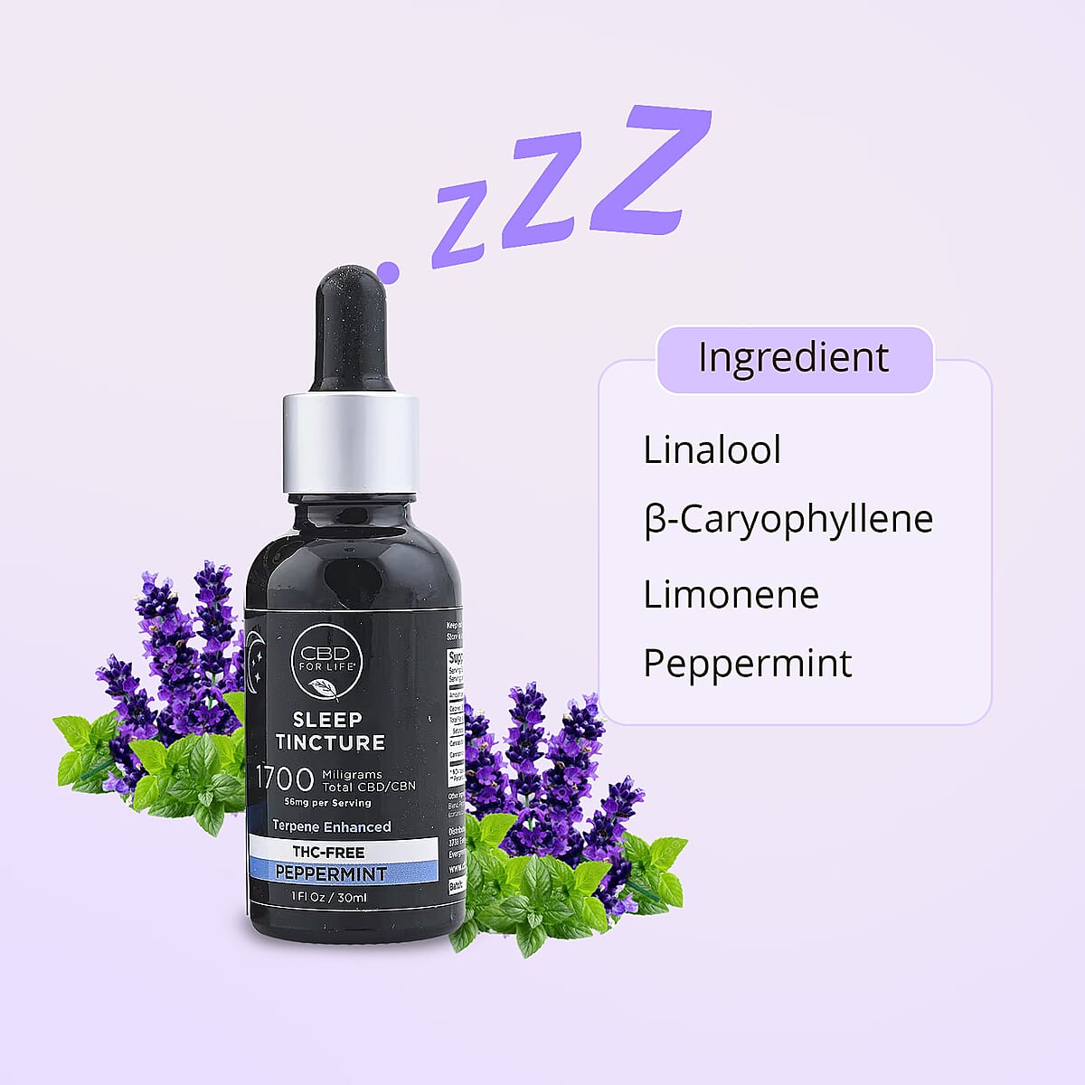 CBD For Life Sleep Tincture - 1700 mg CBD - Peppermint image number 3