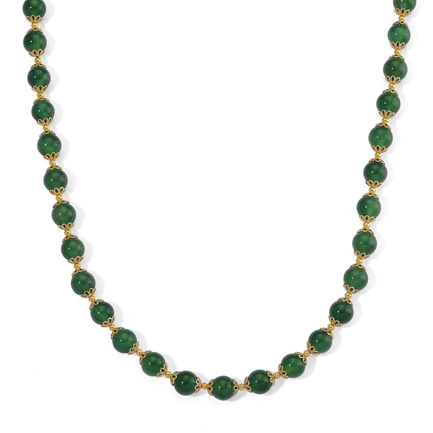 Verde Onyx 200.00 ctw Beaded Necklace in Goldtone 18-20 Inches