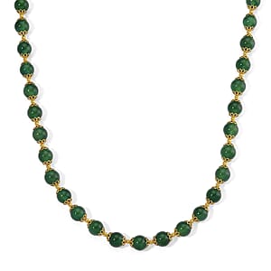  Green Onyx 200.00 ctw Beaded Necklace in Goldtone 18-20 Inches