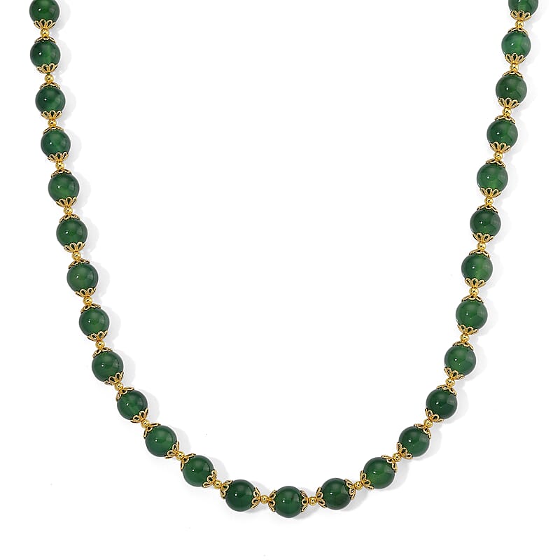 Verde Onyx 200.00 ctw Beaded Necklace in Goldtone 18-20 Inches