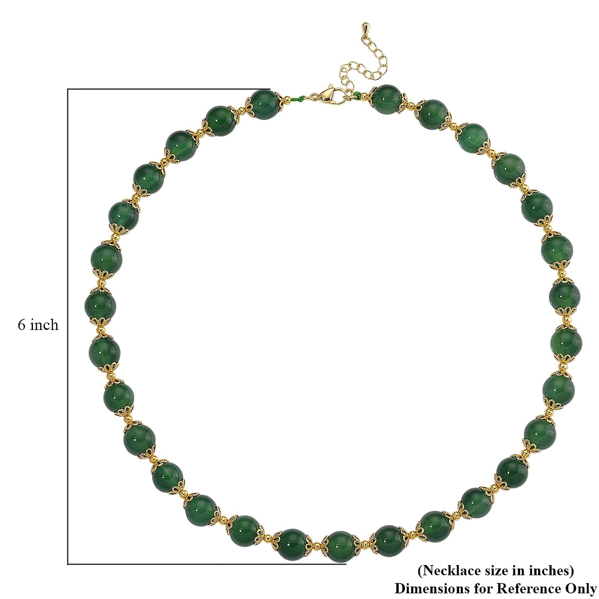  Green Onyx 200.00 ctw Beaded Necklace in Goldtone 18-20 Inches image number 5