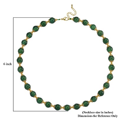 Verde Onyx 200.00 ctw Beaded Necklace in Goldtone 18-20 Inches