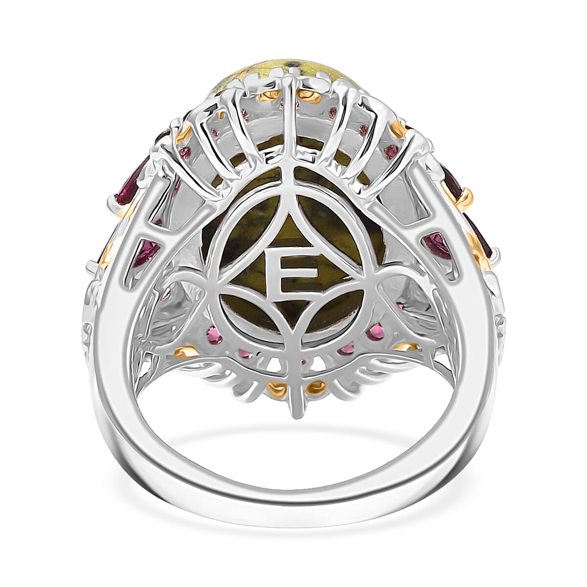 EverTrue Tasmanian Stichtite and Orissa Rhodolite Garnet 12.20 ctw Cluster Ring in 18K YG Plated and Platinum Bond (Size 10.0) image number 4